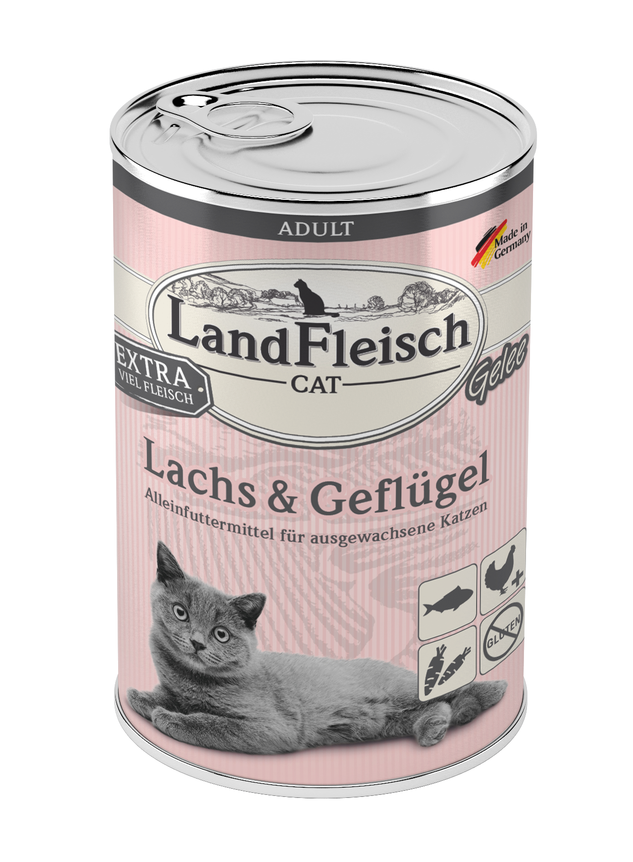 LandFleisch Cat Adult Gelee Lachs & Geflügel 400g