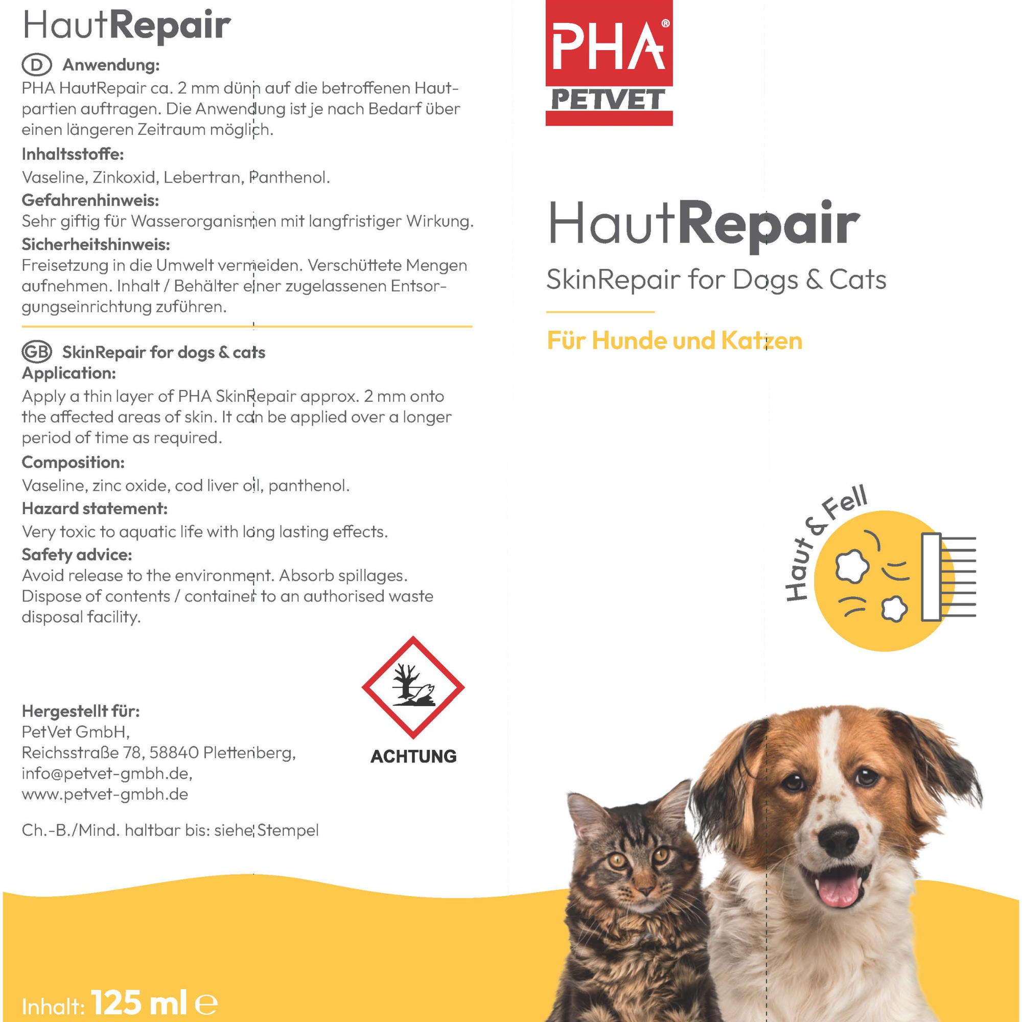 PHA HautRepair für Hunde u. Katzen 125 ml